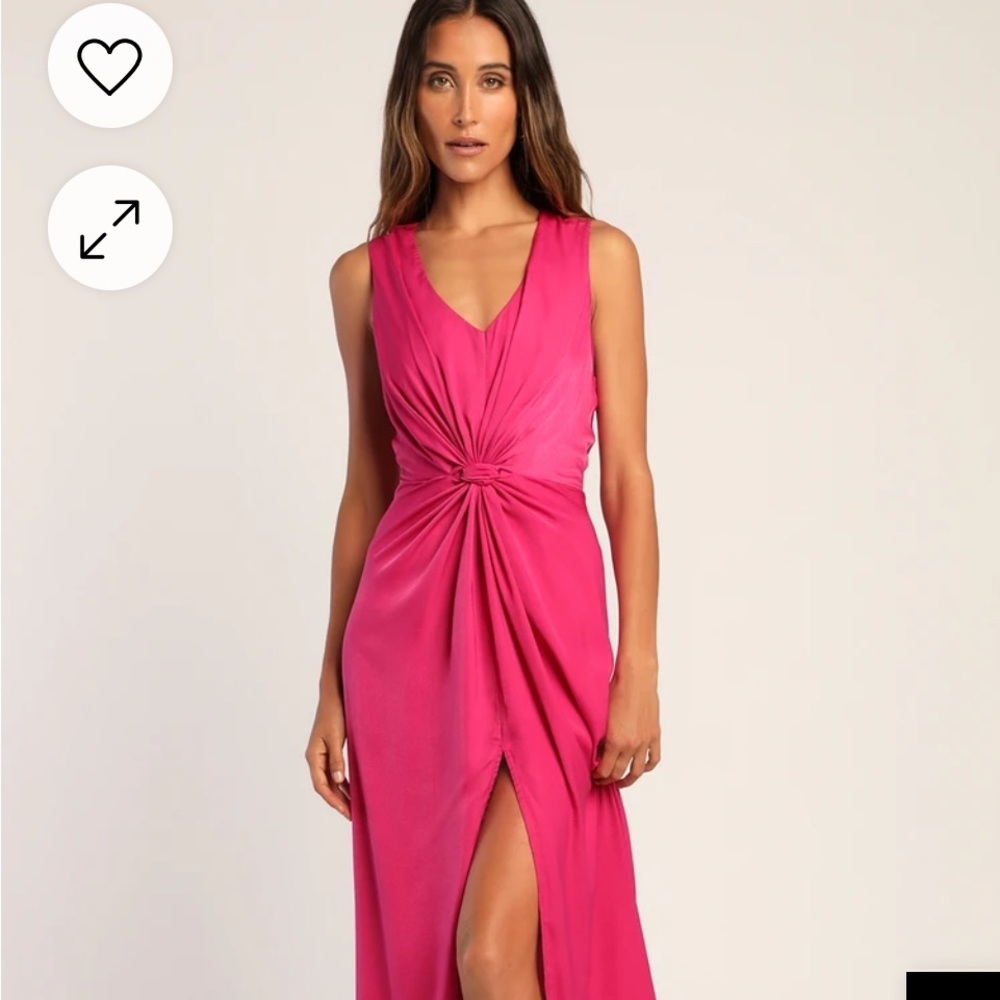 New Lulu's See Me Stun Magenta Sleeveless Knotted Maxi Dress small